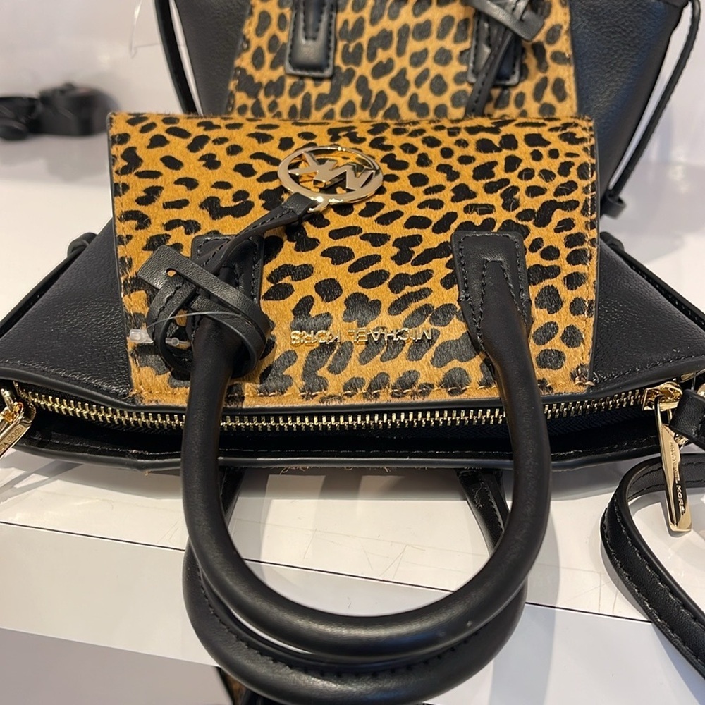 Avril Extra-Small Cheetah Print Calf Hair and Leather Satchel BLACK COMB… - Picture 15 of 16